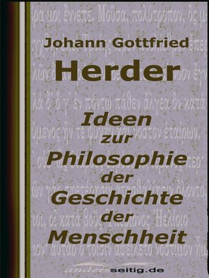 cover image of Ideen zur Philosophie der Geschichte der Menschheit